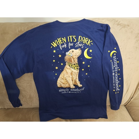 Simply Southern Tops - Simply Southern Womens Large Blue Long Sleeve Graphic T Shirt  Look For Stars